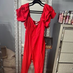 Pretty little thing red jumpsuit